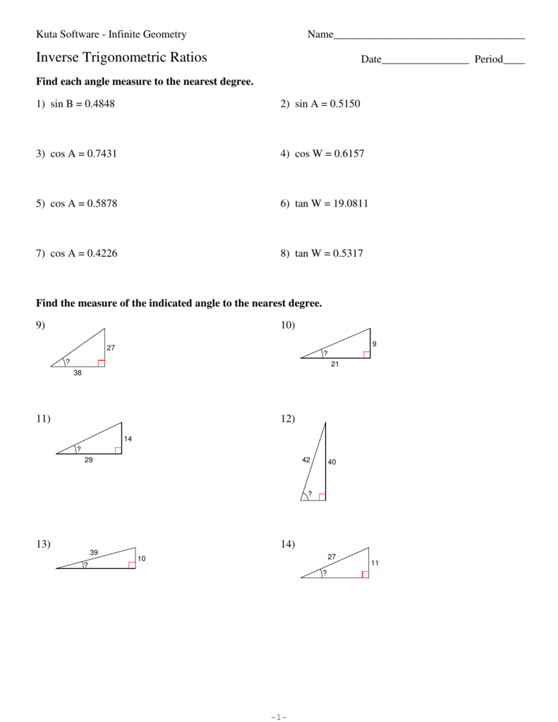 9Inverse Trigonometric Ratiosig Inside Inverse Trigonometric Ratios Worksheet Answers