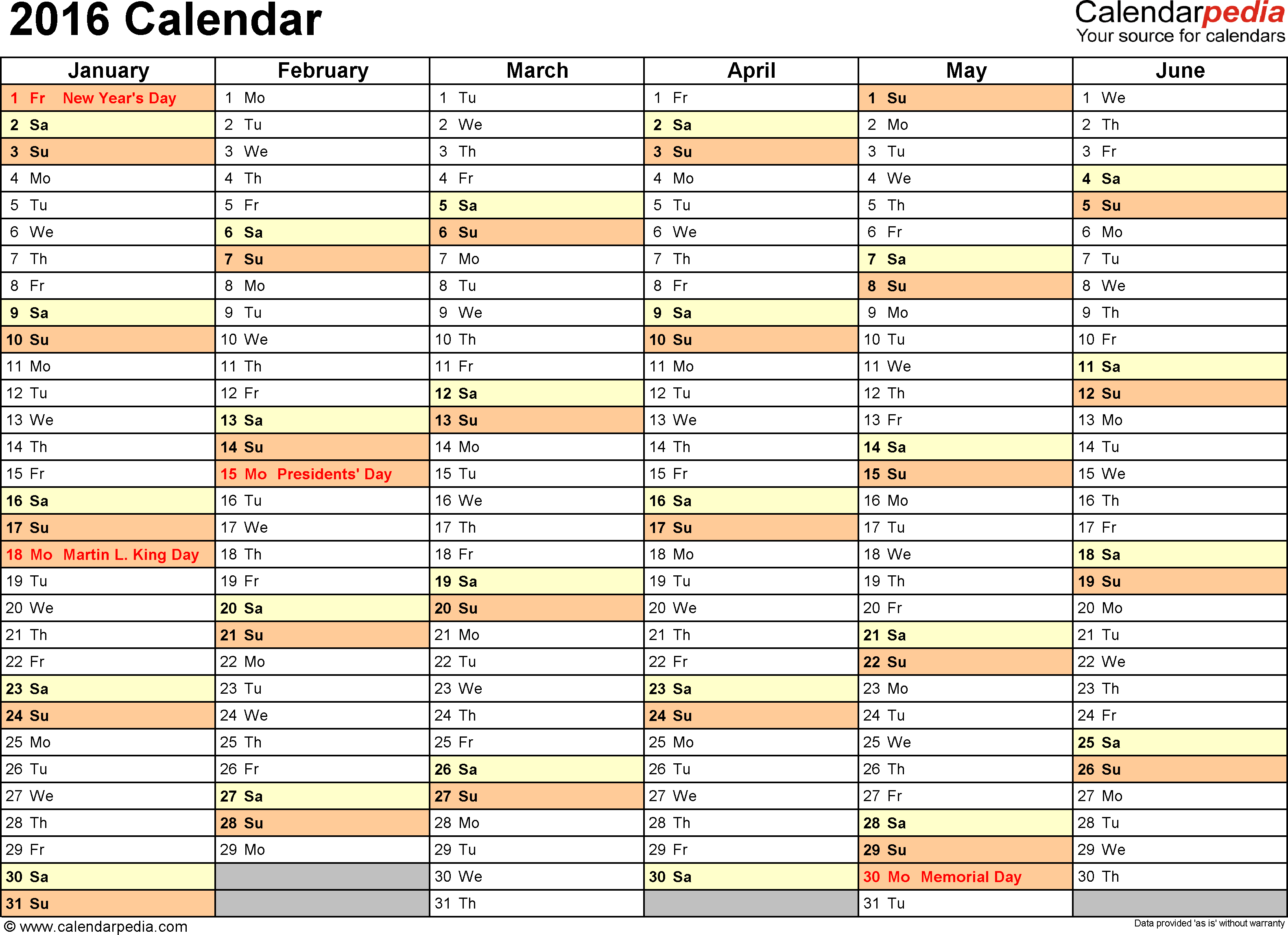 Blank 2016 Calendar Template Excel Throughout 2016 Calendar Template Excel Document