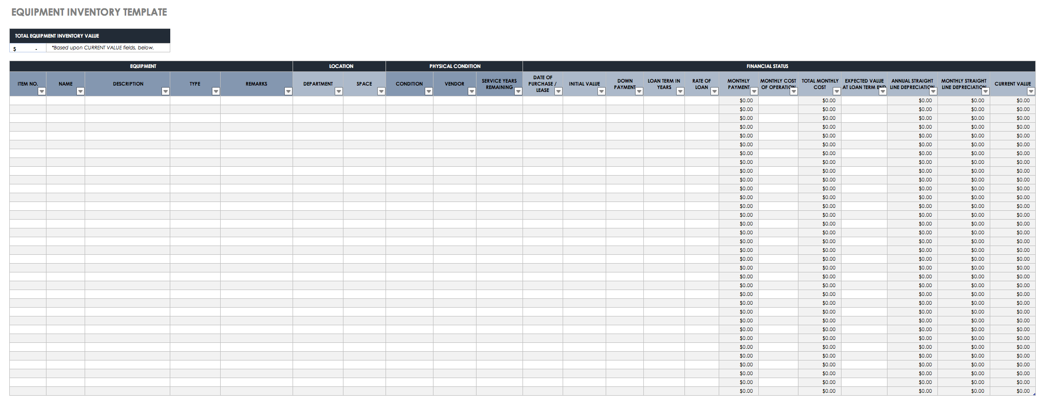Blank Excel Inventory Template With Formulas For Excel Inventory Template With Formulas Examples