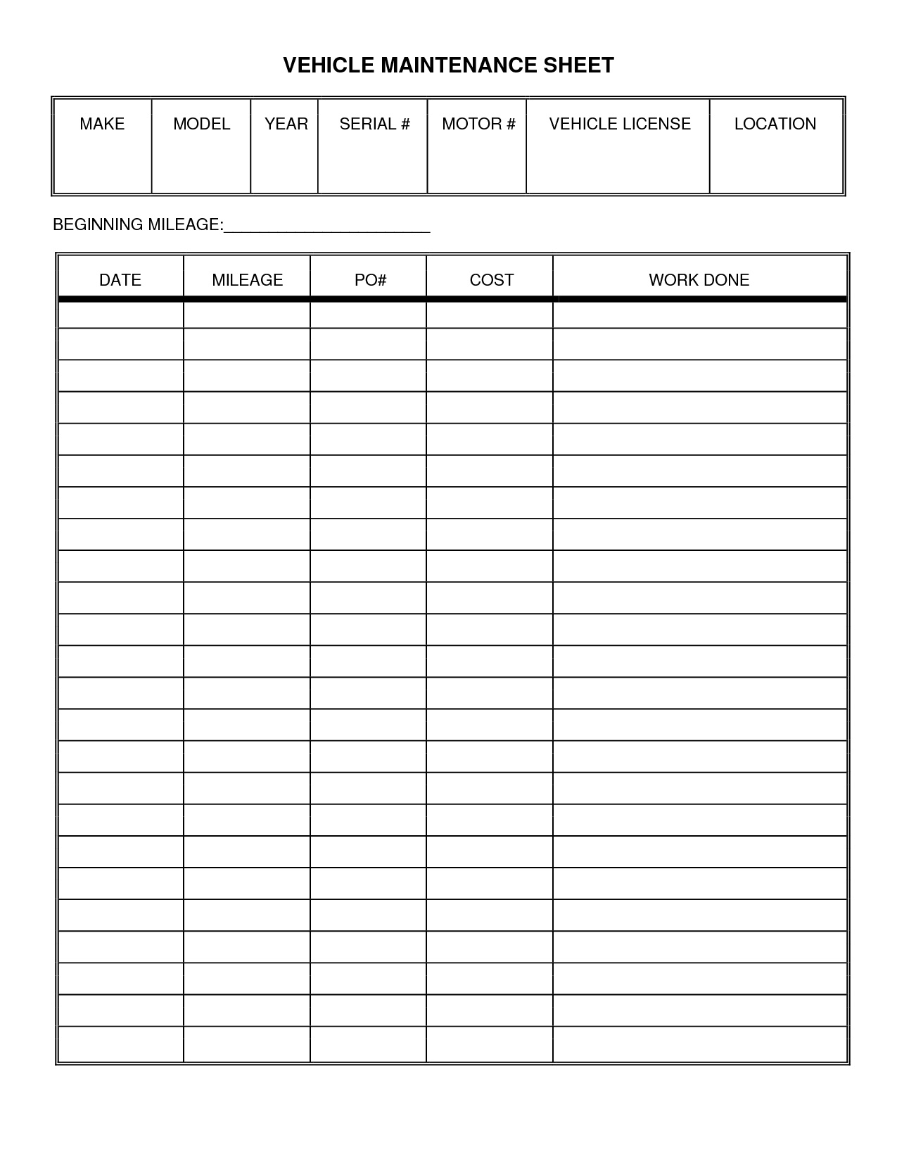 Blank Fuel Consumption Excel Template Within Fuel Consumption Excel Template For Personal Use