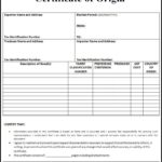 Document Of Certificate Of Origin Template Excel Within Certificate Of Origin Template Excel Format