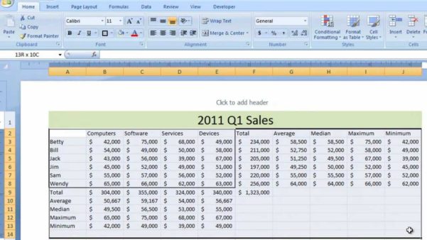 Excel Sample Worksheet —