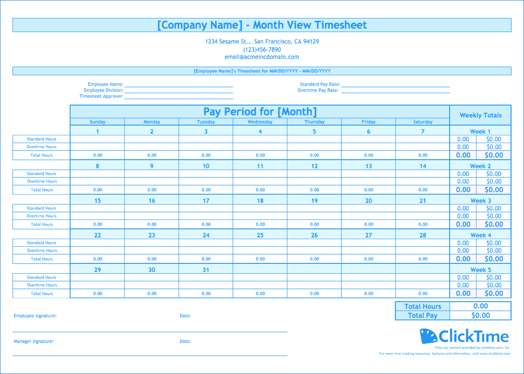 Document Of Monthly Timesheet Format In Excel Inside Monthly Timesheet Format In Excel Printable
