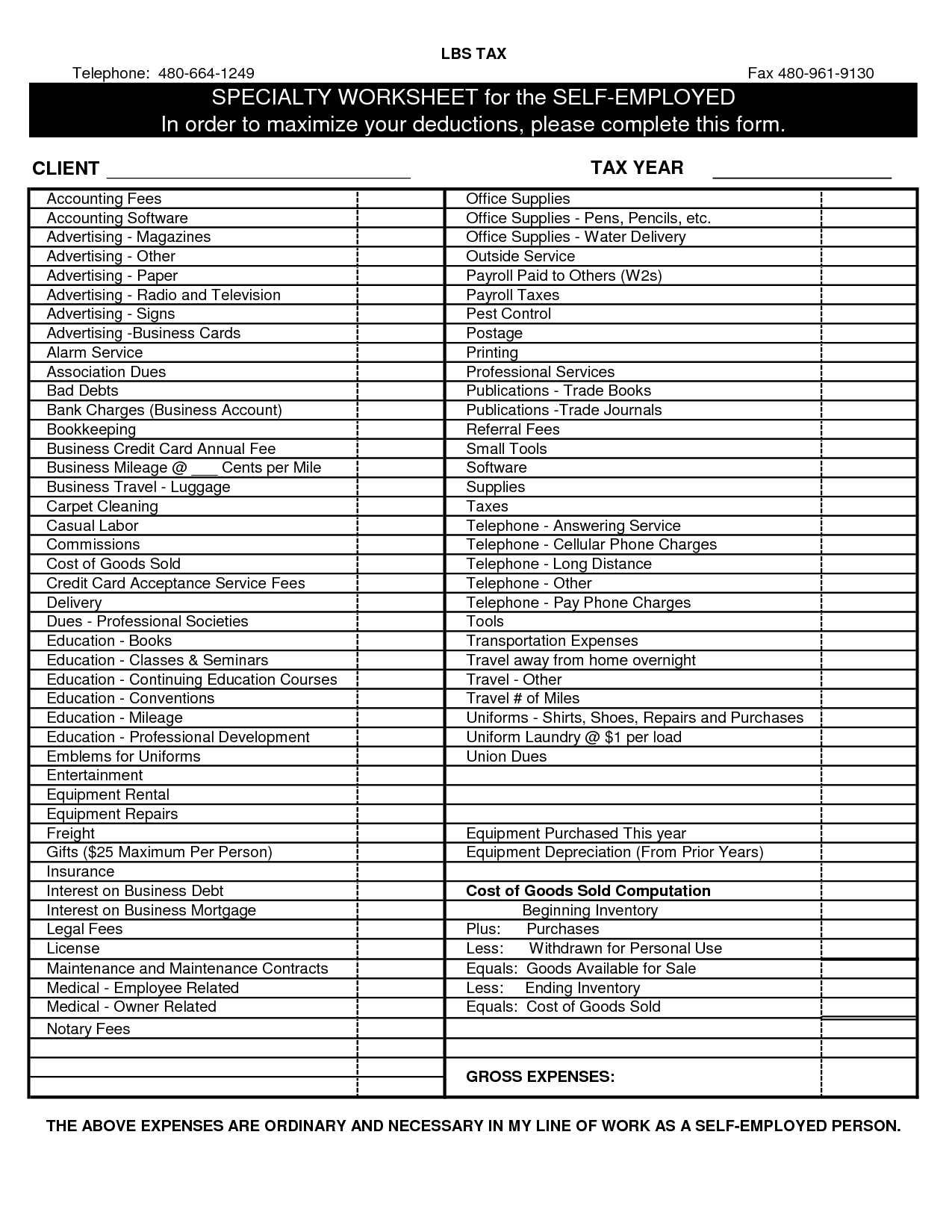 Document Of Self Employed Expense Spreadsheet Intended For Self Employed Expense Spreadsheet Free Download
