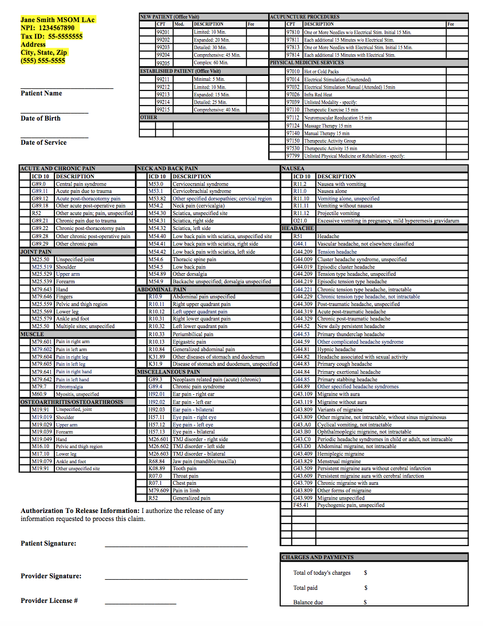 Document Of Superbill Template Excel Intended For Superbill Template Excel Sample