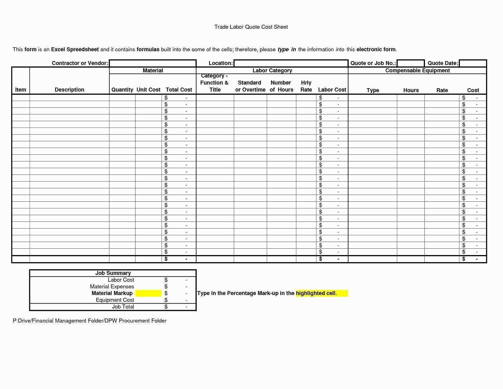Download Job Costing Format In Excel Inside Job Costing Format In Excel Document