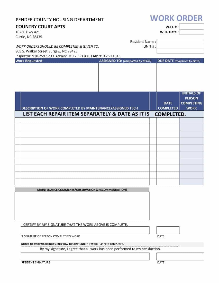 Download Maintenance Work Order Template Excel Intended For Maintenance Work Order Template Excel Examples