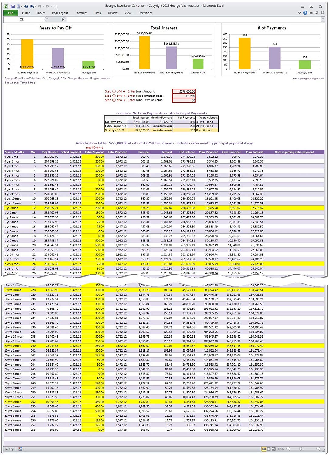 Download Mortgage Amortization Schedule Excel Template With Extra Payments with Mortgage Amortization Schedule Excel Template With Extra Payments Sample