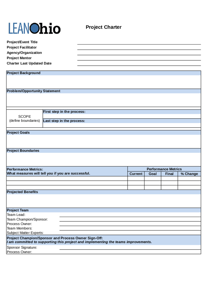 Download Project Charter Template Excel Intended For Project Charter Template Excel Download