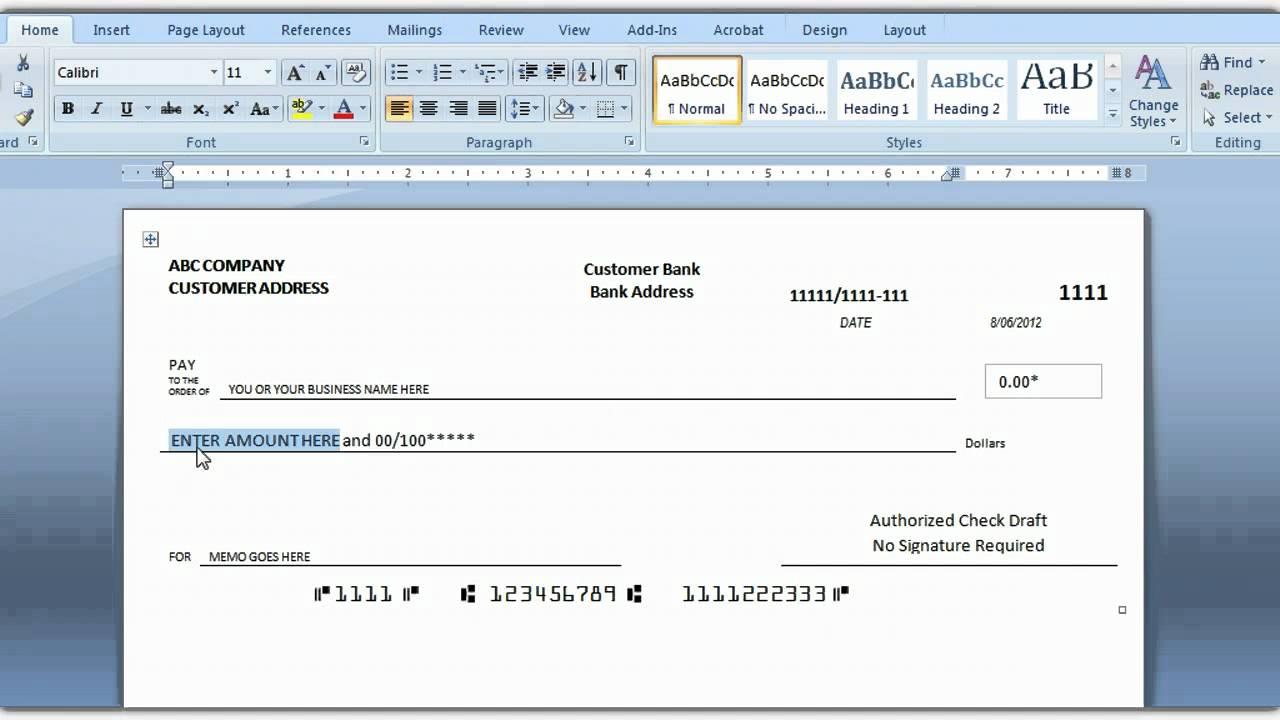 Example Of Check Template Excel With Check Template Excel Form
