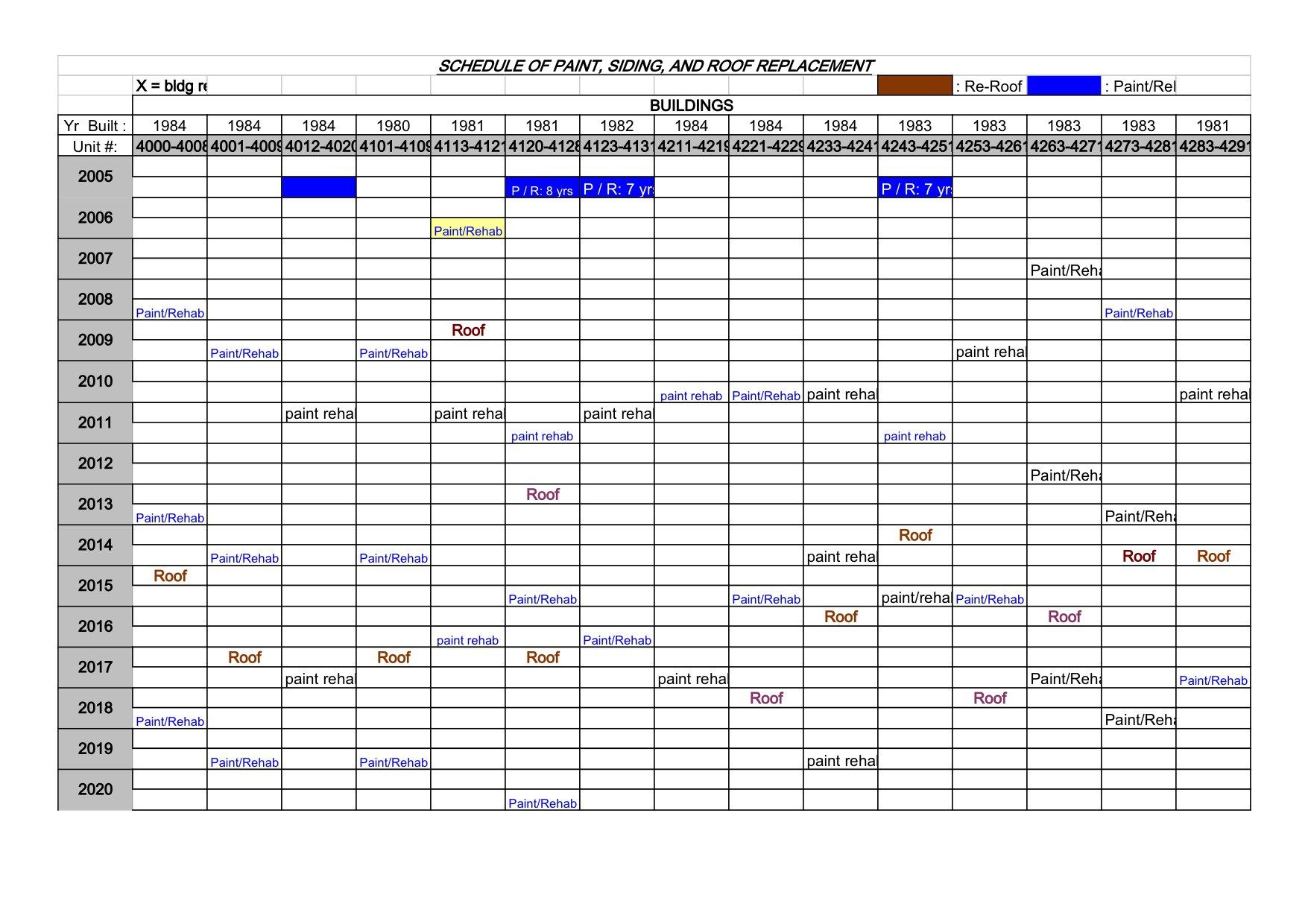 Example Of Facility Maintenance Schedule Excel Template With Facility Maintenance Schedule Excel Template Free Download