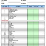 Example Of Home Construction Checklist Template Excel With Home Construction Checklist Template Excel Form