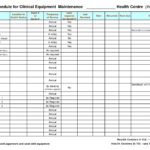 Example Of Machine Maintenance Schedule Excel Template Intended For Machine Maintenance Schedule Excel Template In Excel