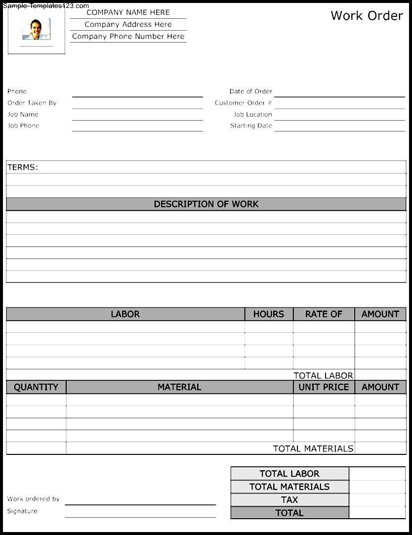 Example Of Maintenance Work Order Template Excel With Maintenance Work Order Template Excel Letter