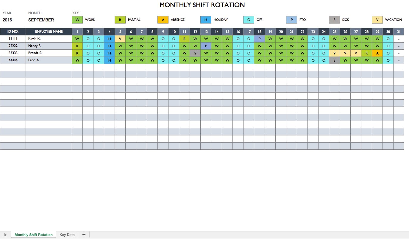 Example Of Monthly Employee Schedule Template Excel Within Monthly Employee Schedule Template Excel Sample