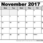 Example Of November 2017 Calendar Template Excel Inside November 2017 Calendar Template Excel Xls