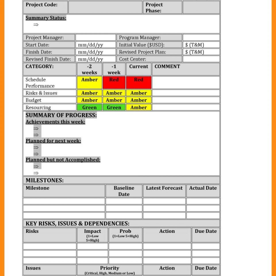 Example Of Project Management Report Template Excel Inside Project Management Report Template Excel Xlsx