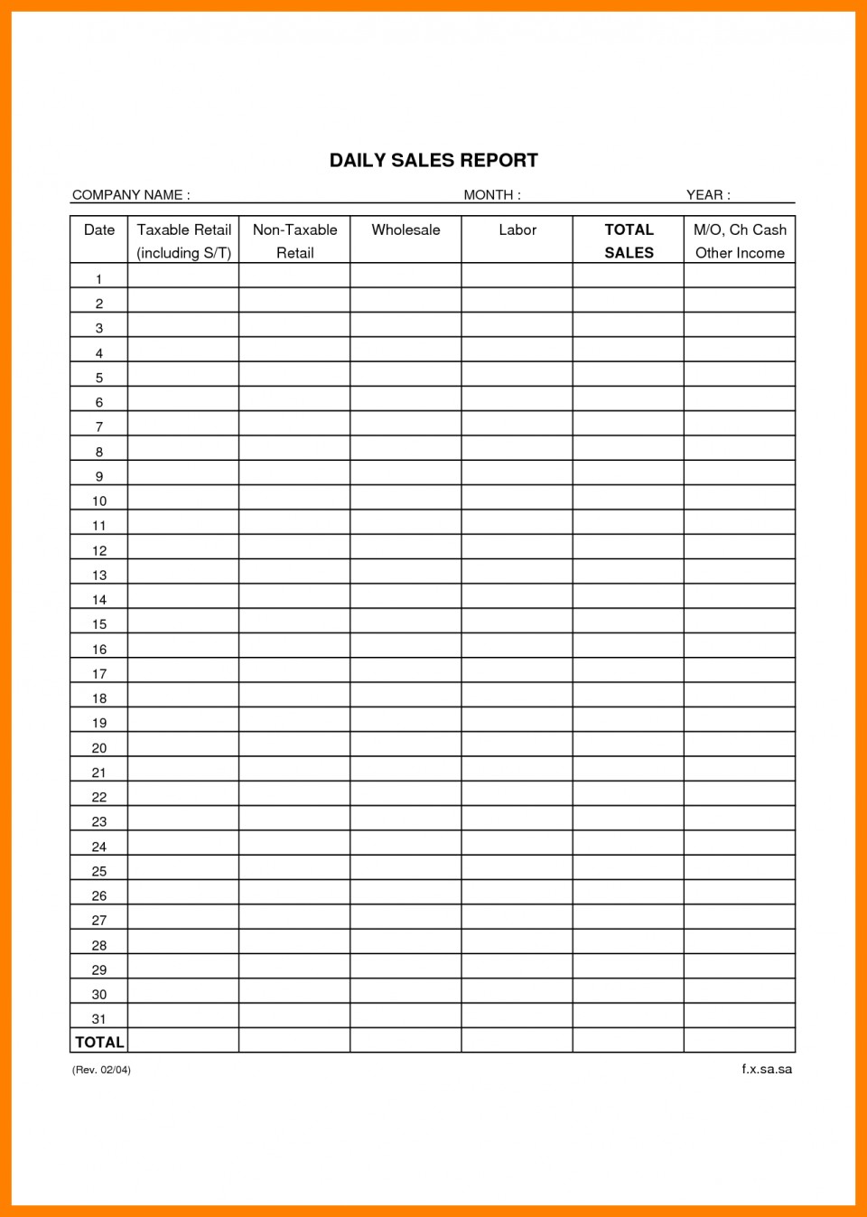 Example Of Restaurant Daily Sales Report Format In Excel And Restaurant Daily Sales Report Format In Excel Download