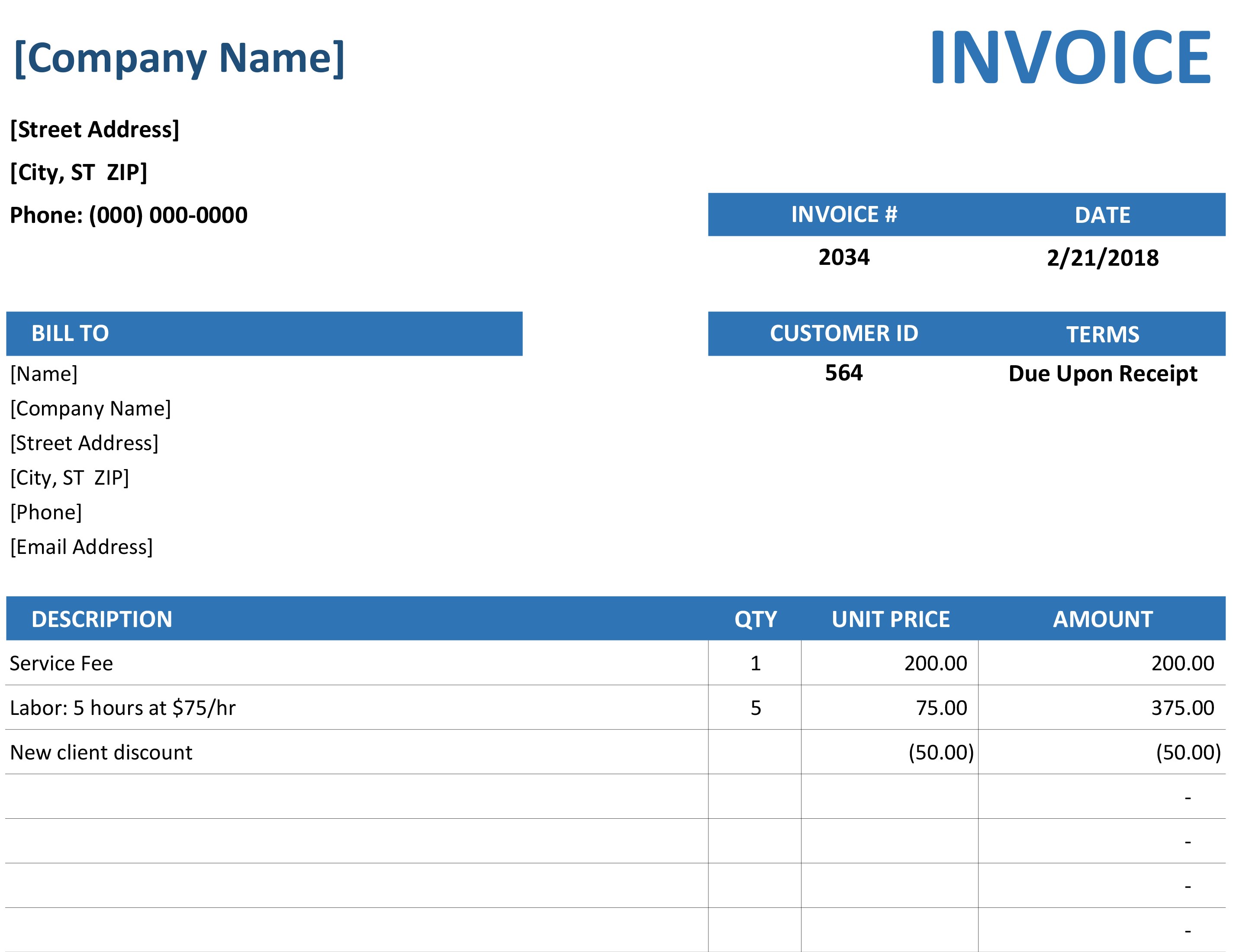 Example Of Sample Invoices Excel And Sample Invoices Excel Letters