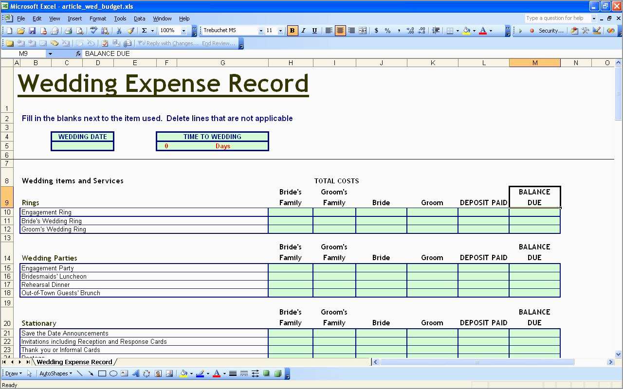 Example Of Wedding Excel Spreadsheet And Wedding Excel Spreadsheet Xlsx