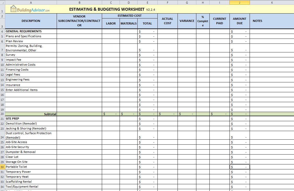 Examples Of Construction Estimating Worksheets Excel Within Construction Estimating Worksheets Excel For Google Spreadsheet