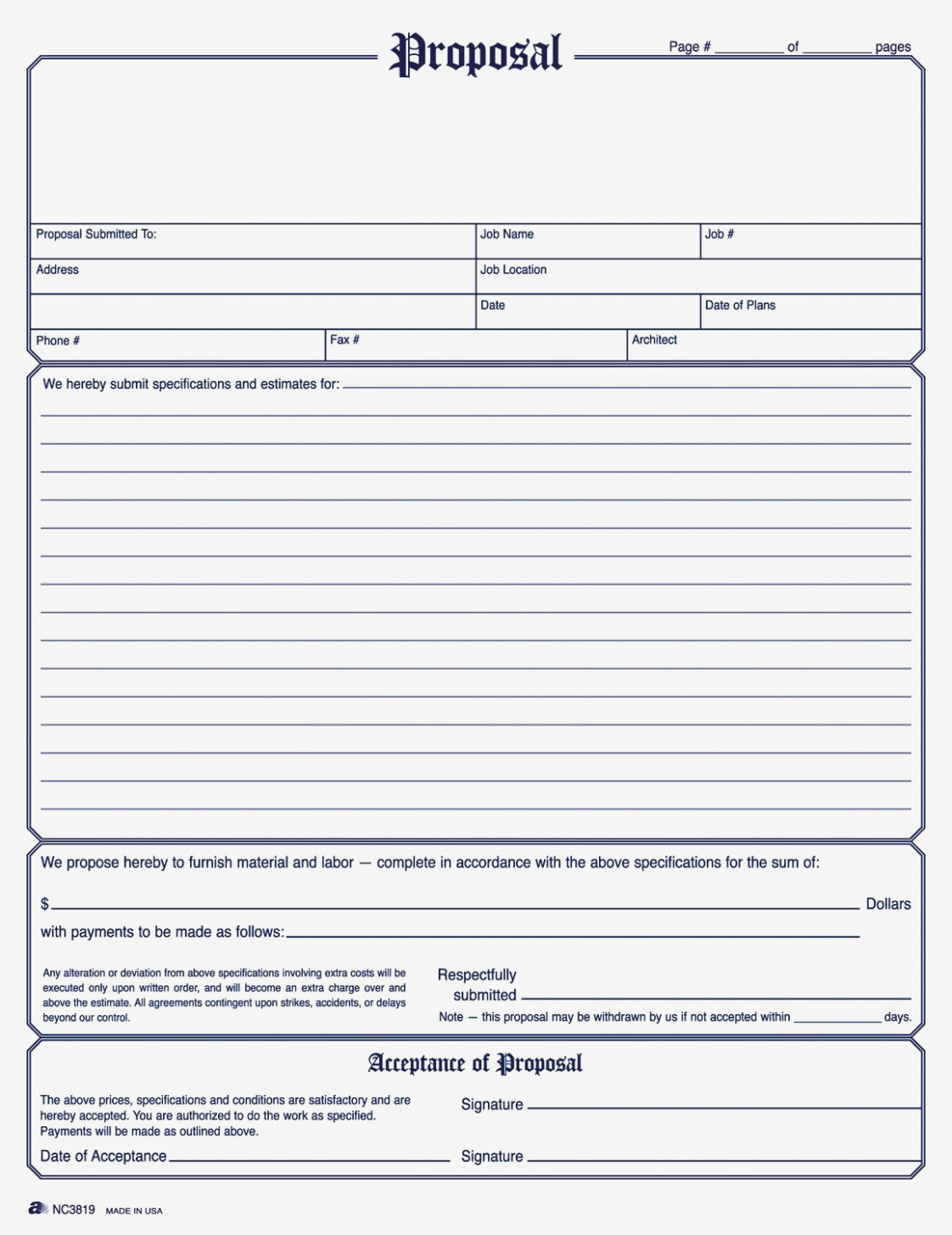 Examples Of Contractor Proposal Template Excel With Contractor Proposal Template Excel Form