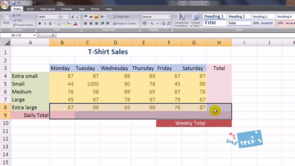 Excel Spreadsheet Basics — 8491