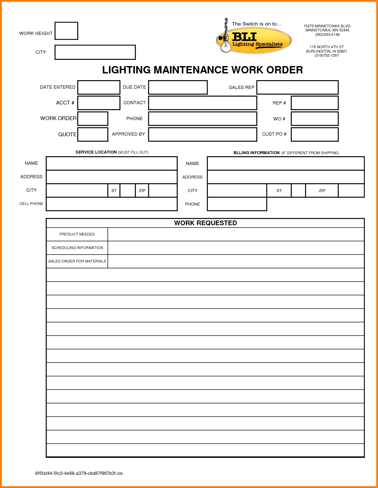 Examples Of Maintenance Work Order Template Excel With Maintenance Work Order Template Excel Letters