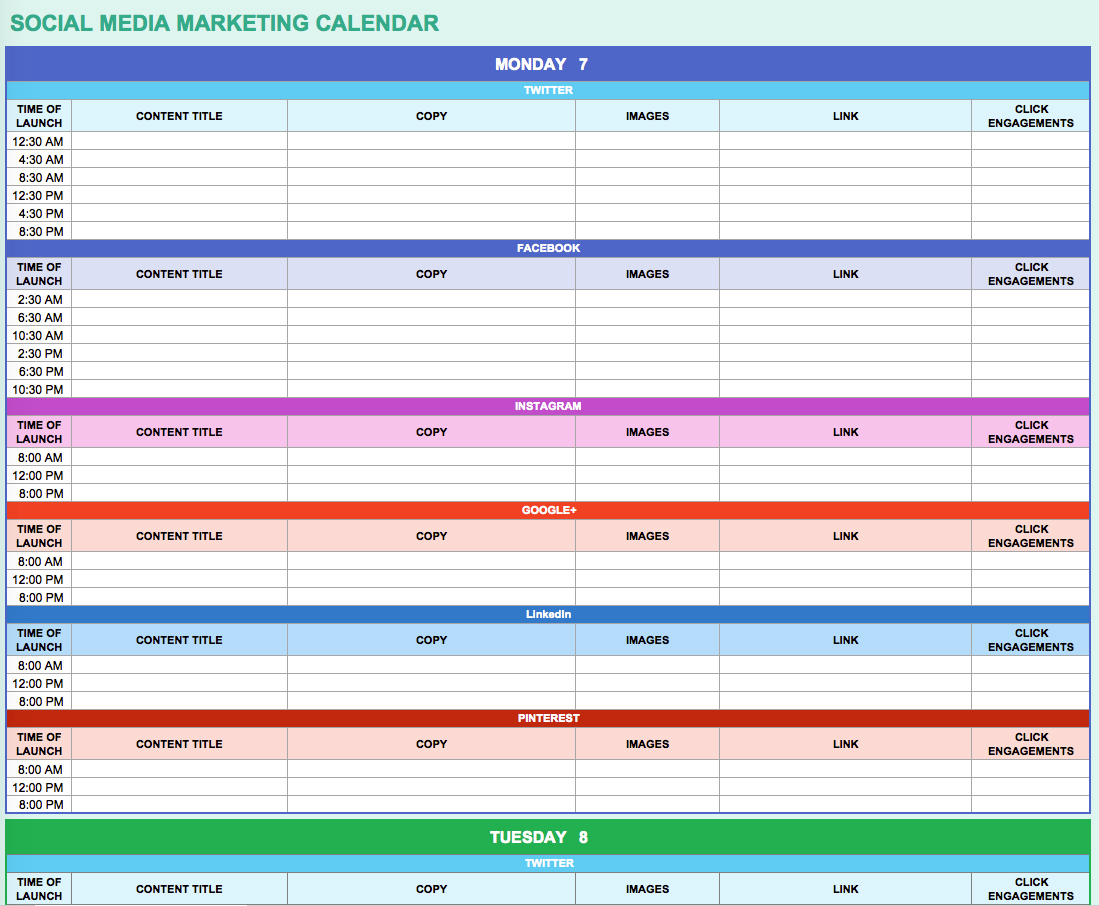 Examples Of Social Media Calendar Spreadsheet With Social Media Calendar Spreadsheet In Spreadsheet