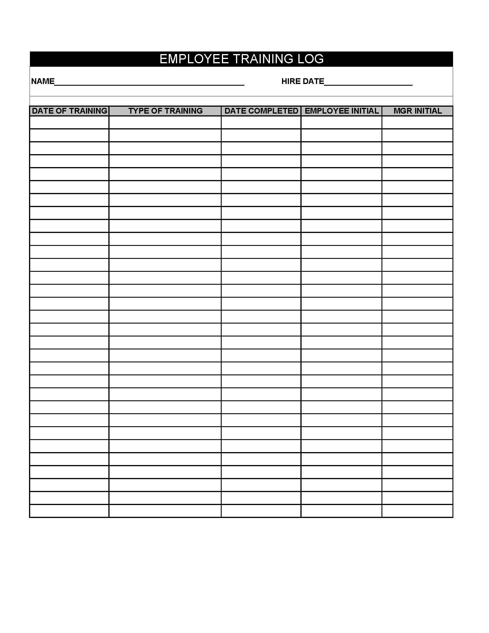 Free Employee Training Record Template Excel And Employee Training Record Template Excel For Google Sheet