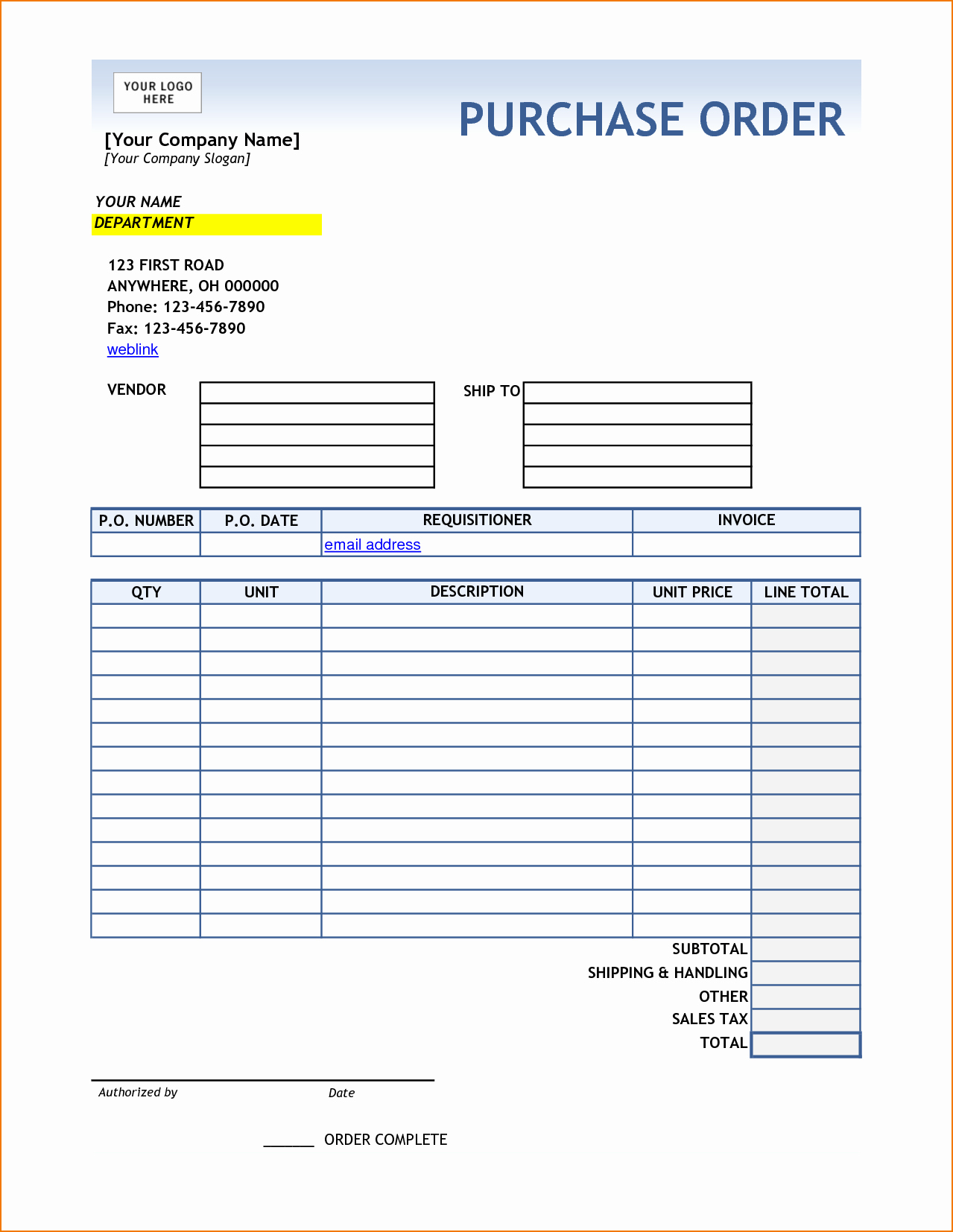 Free Order Form Template Excel And Order Form Template Excel Download