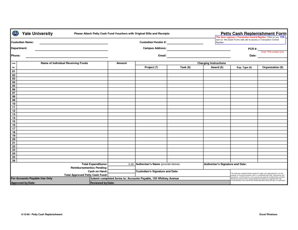 Free Petty Cash Reconciliation Template Excel in Petty Cash