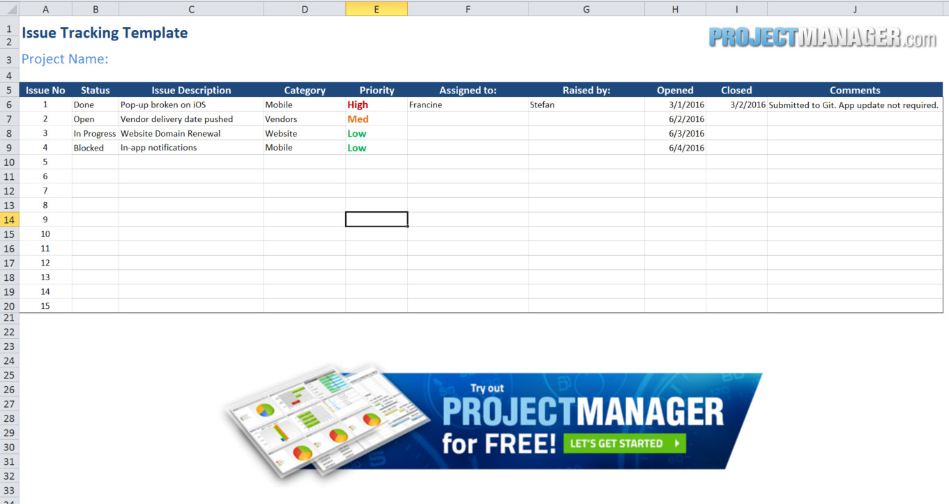 Free Project Management Tracking Templates Free Excel In Project Management Tracking Templates Free Excel Form