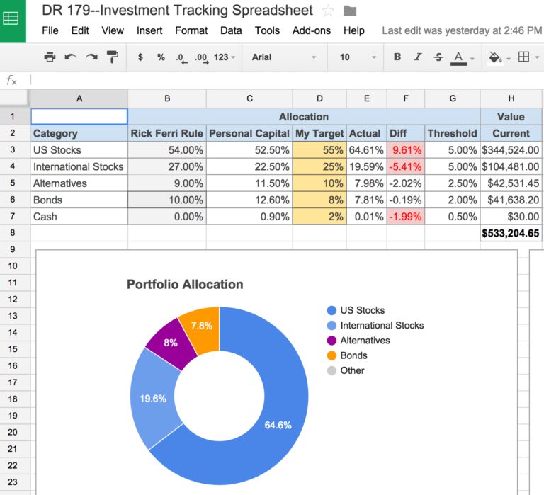 Stock Portfolio Excel Template —