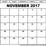 Letter Of November 2017 Calendar Template Excel To November 2017 Calendar Template Excel For Personal Use