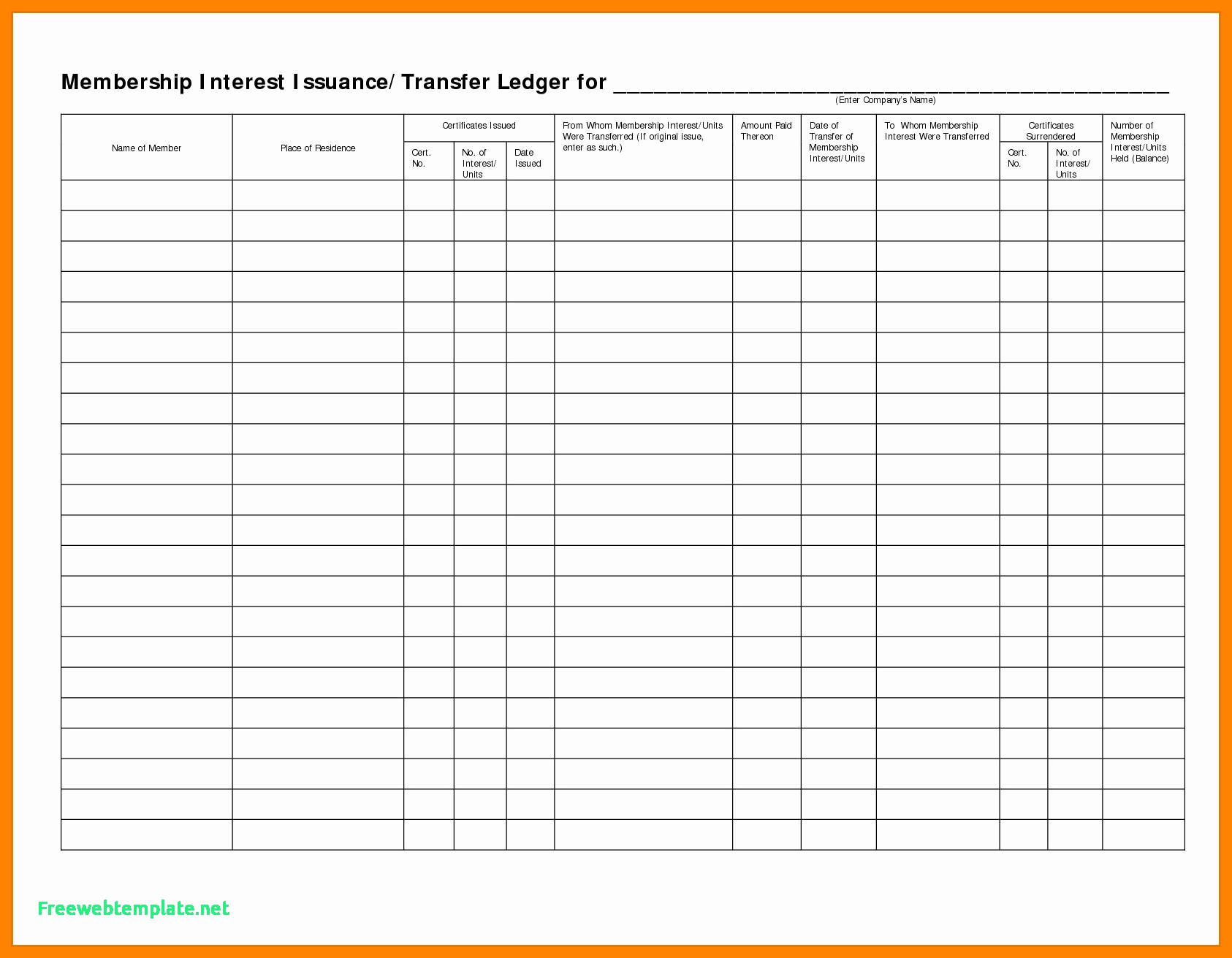 Letter Of Stock Transfer Ledger Template Excel Within Stock Transfer Ledger Template Excel Template