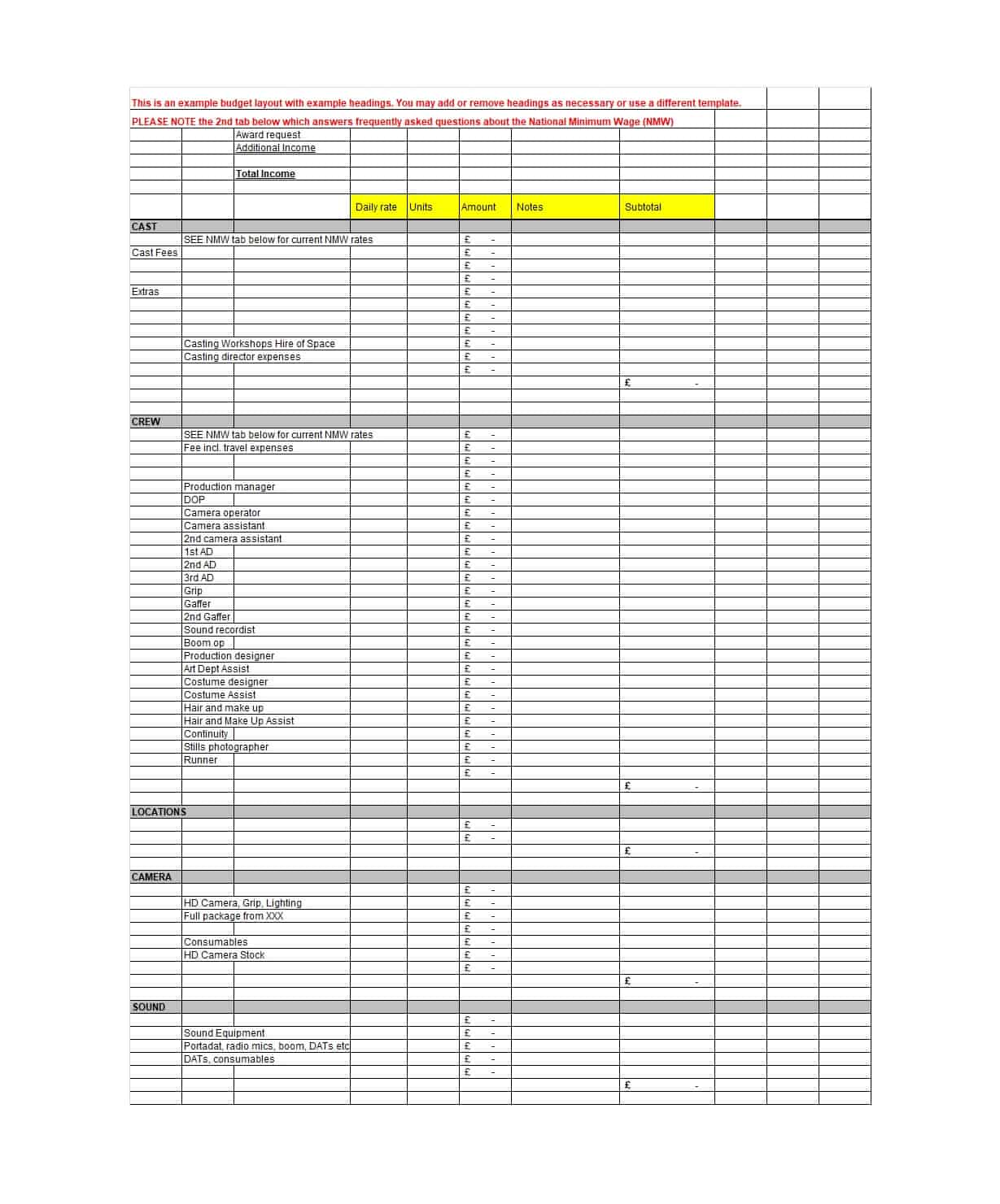 Letters Of Movie Budget Template Excel With Movie Budget Template Excel For Google Sheet