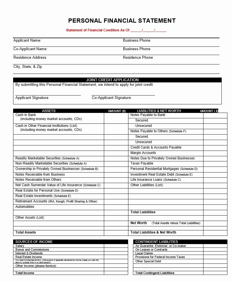 Letters Of Sba Personal Financial Statement Excel Template Intended For Sba Personal Financial Statement Excel Template Xls