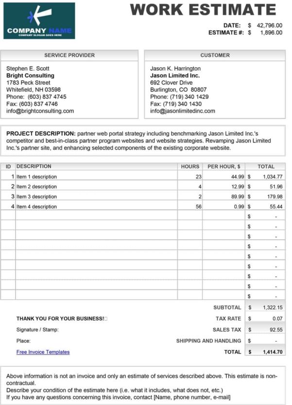 Contractor Estimate Template Excel — excelguider.com