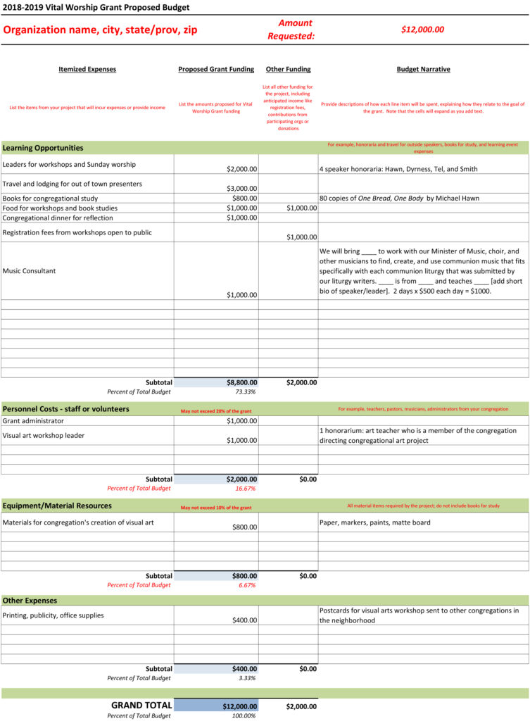 Grant Budget Template Excel —