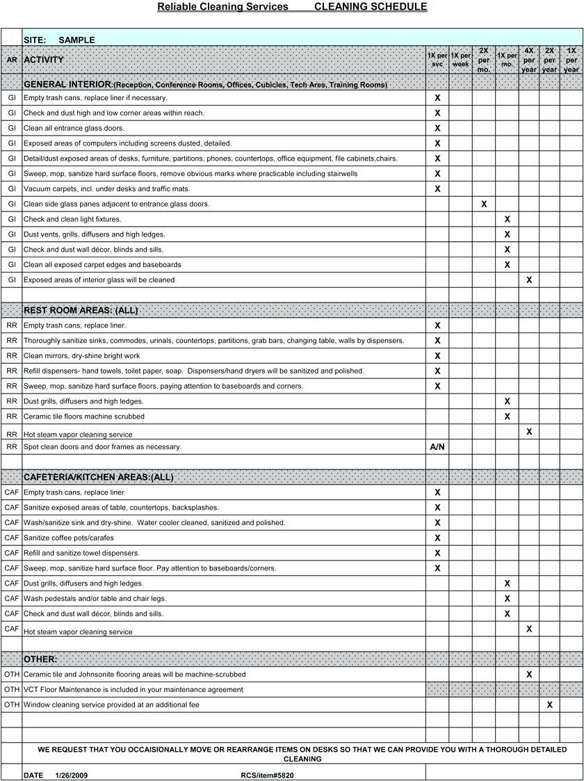 Personal Warehouse Cleaning Schedule Template Excel To Warehouse Cleaning Schedule Template Excel Letter