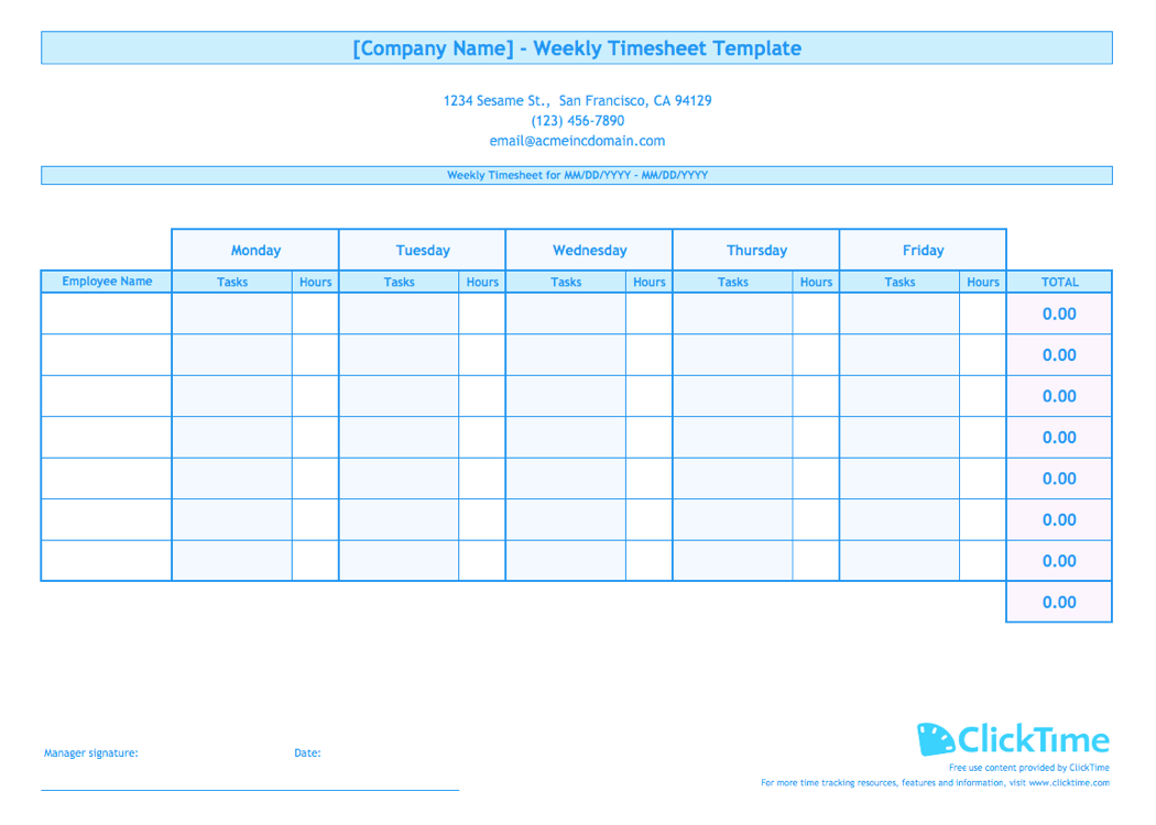Printable Employee Timecard Template Excel In Employee Timecard Template Excel Example
