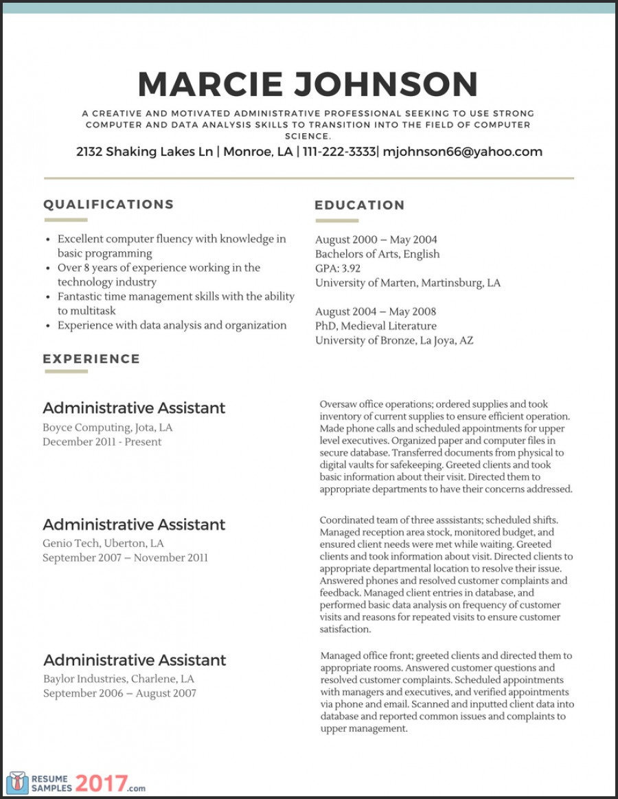 Printable Examples Of Excellent Resumes 2017 throughout Examples Of Excellent Resumes 2017 Template