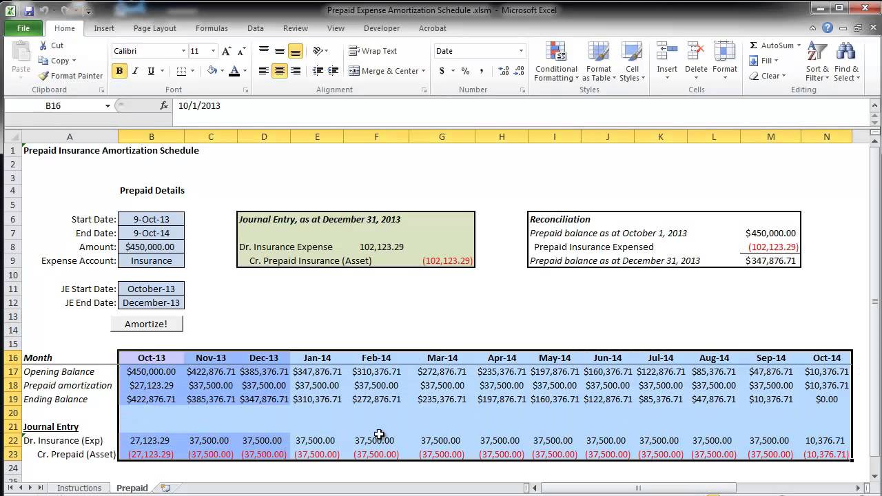 Printable Prepaid Expense Excel Template To Prepaid Expense Excel Template Download