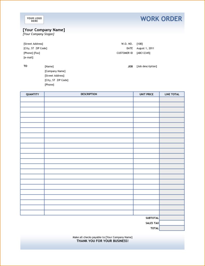 Sales Form Template Excel —