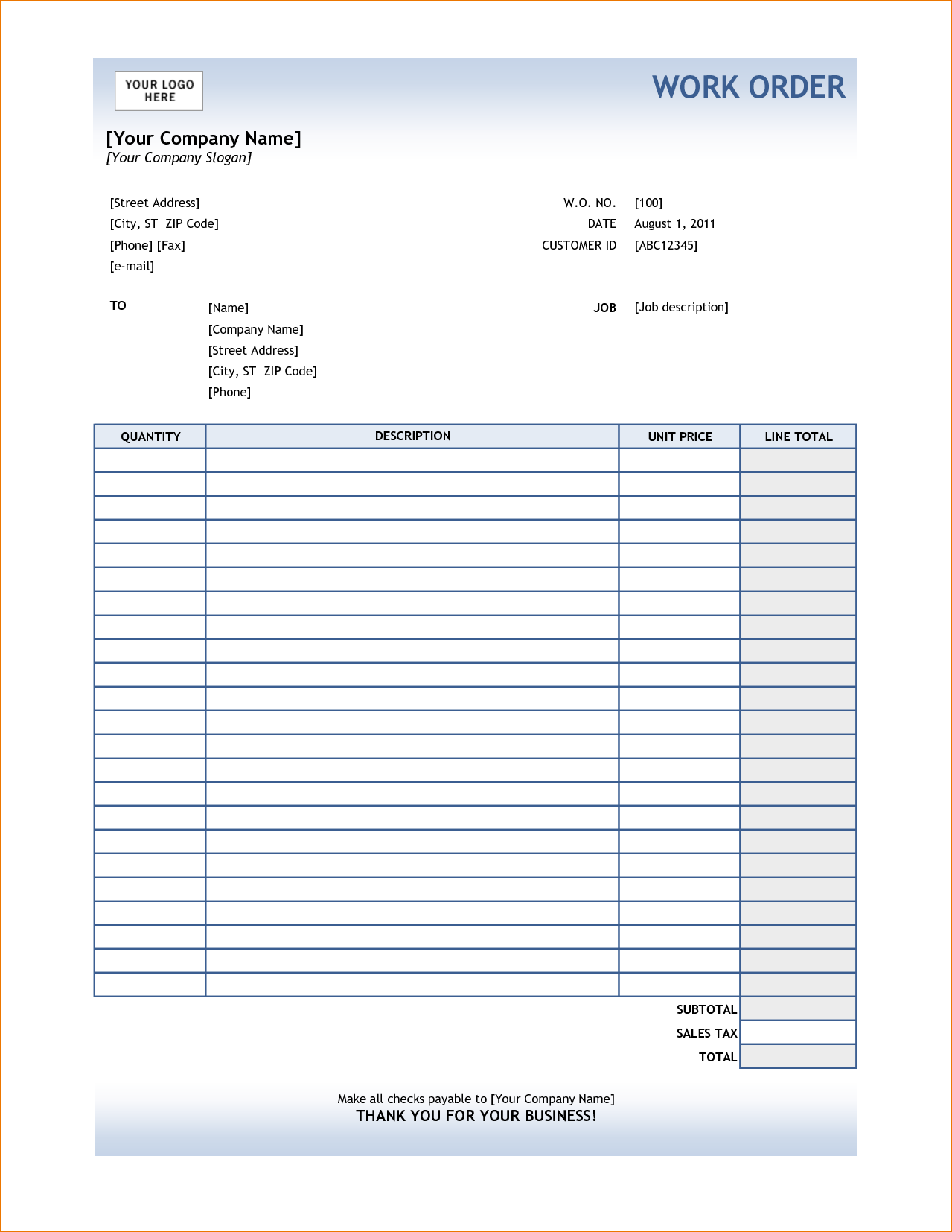 Printable Sales Form Template Excel In Sales Form Template Excel For Personal Use