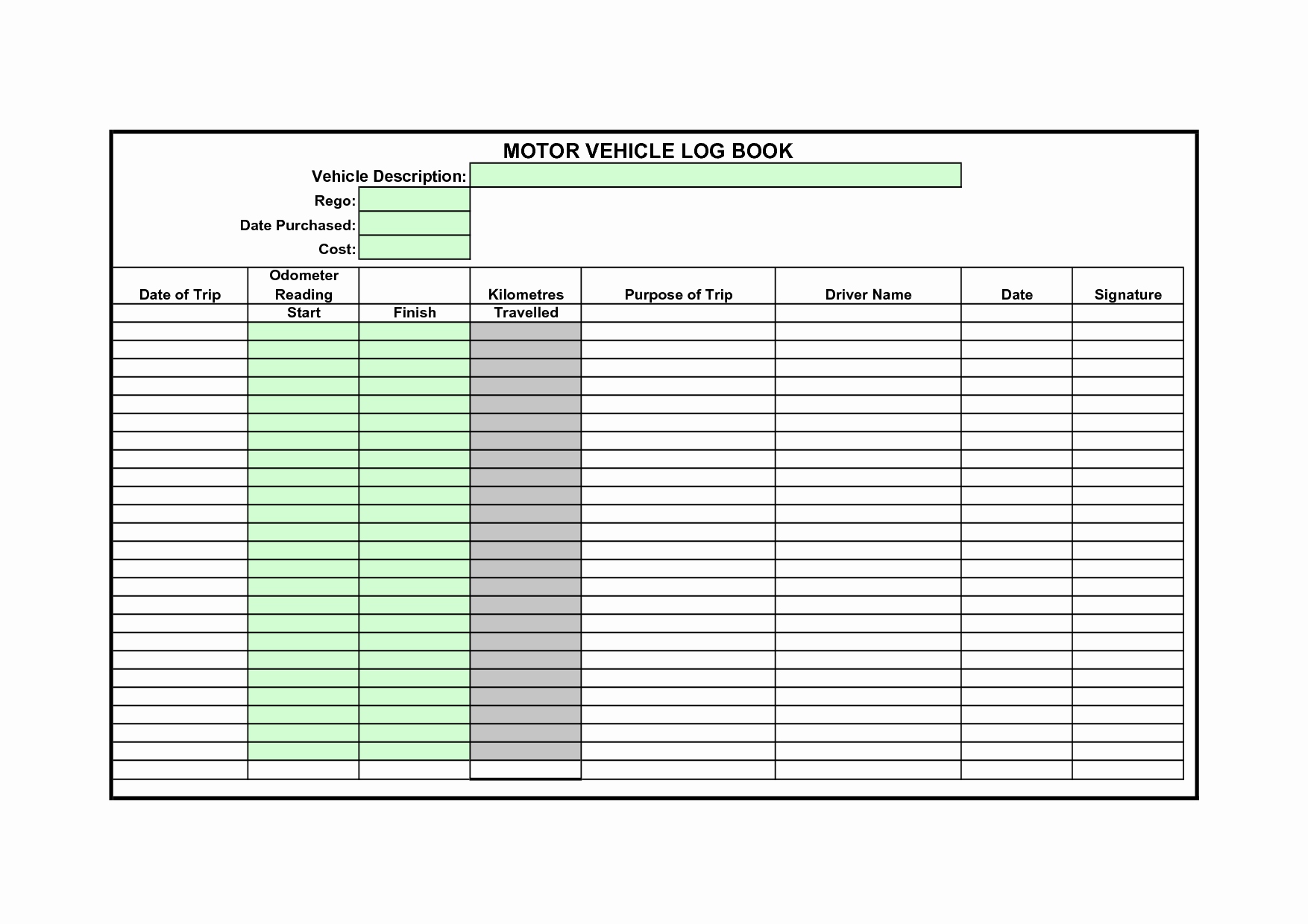 Printable Truck Driver Log Book Excel Template For Truck Driver Log Book Excel Template Xlsx