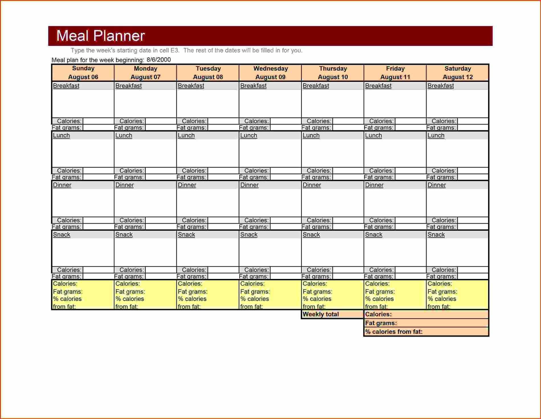 Sample of Diet Excel Spreadsheet with Diet Excel Spreadsheet xlsx