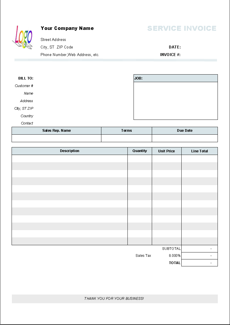 Sample Of General Invoice Template Excel For General Invoice Template Excel Download
