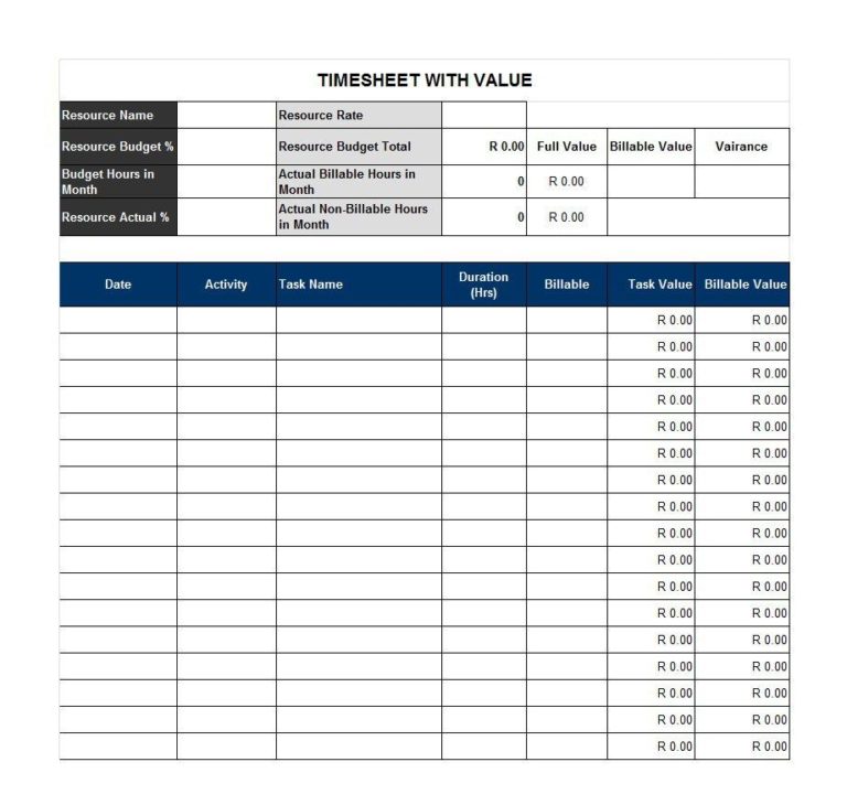 Time Log Template Excel —